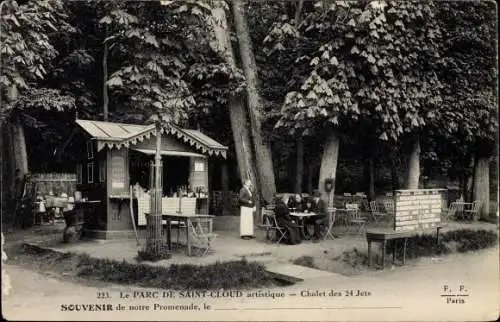 Ak Saint Cloud Hauts de Seine, Parc, Chalet des 24 Jets