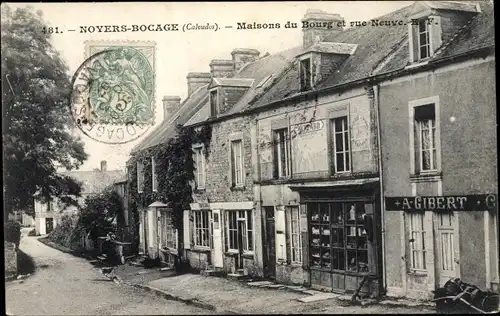 Ak Noyers Bocage Calvados, Maisons du Bourg et rue Neuve