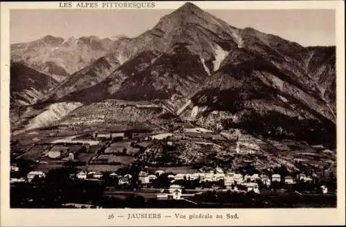 Ak Jausiers Hautes Alpes, Vue generale au Sud