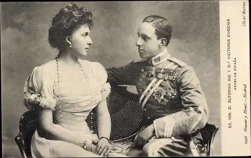 Ak Alfons XIII König von Spanien, Königin Victoria Eugénie von Battenberg
