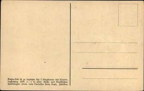 Künstler Lied Ak Lieder in erzgeb. Mundart Nr. 2,  Hans Soph, Wenn da Sunn' unter gieht