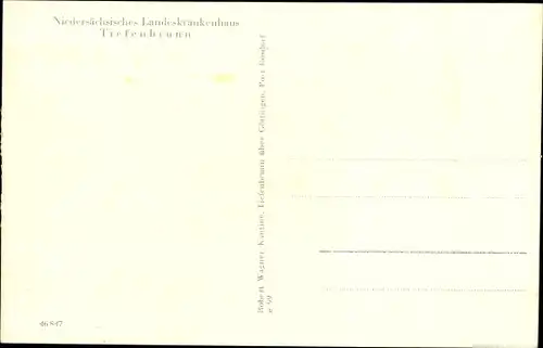 Ak Tiefenbrunn Rosdorf, Niedersächsisches Landeskrankenhaus, Teichanlage, Fontäne