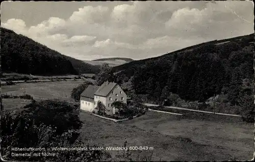 Ak Usseln Willingen im Upland Waldeck, Diemeltal mit Mühle