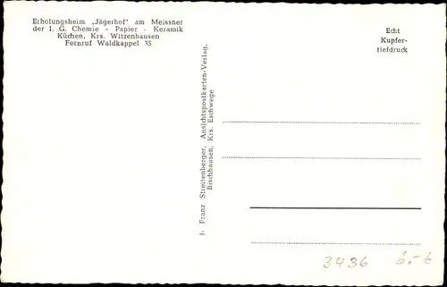 Ak Küchen Hessisch Lichtenau in Hessen, Erholungsheim Jägerhof