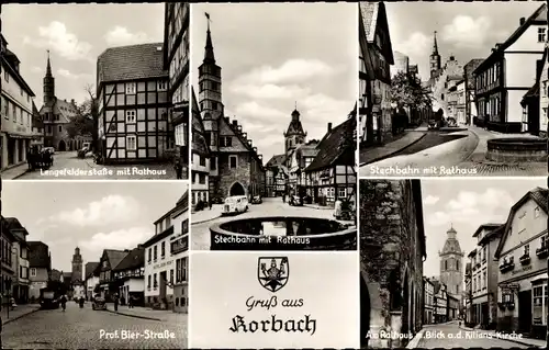 Ak Korbach in Hessen, Straßenpartie, Rathaus, Kilianskirche, Stechbahn