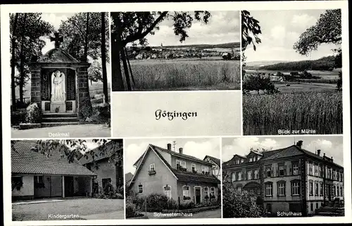 Ak Götzingen Buchen im Odenwald Baden, Blick zur Mühle, Schulhaus, Kindergarten, Schwesternhaus