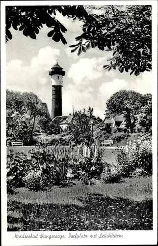 Ak Nordseebad Wangerooge in Ostfriesland, Dorfplatz mit Leuchtturm