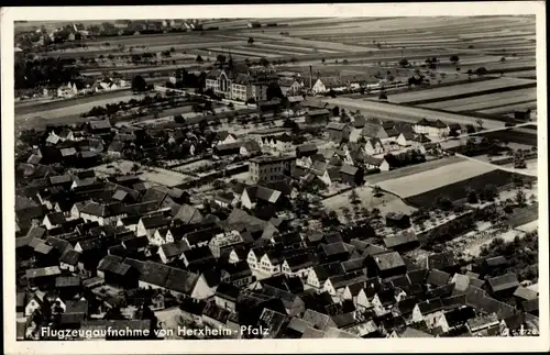 Ak Herxheim bei Landau in der Pfalz, Fliegeraufnahme
