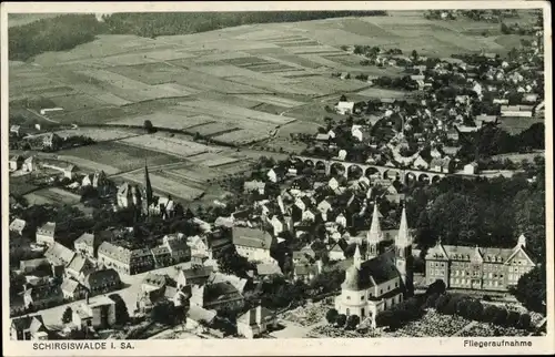 Ak Schirgiswalde in der Lausitz, Fliegeraufnahme vom Ort