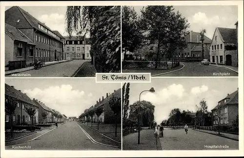 Ak Sankt Tönis Tönisvorst am Niederrhein, Kirchplatz, Hospitalstraße, Kirchenfeld, Marienheim