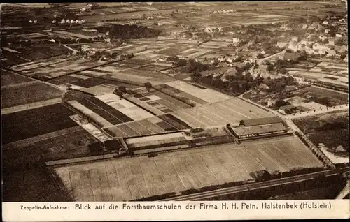 Ak Halstenbek Schleswig Holstein, Zeppelin Aufnahme Hansa, Forstbaumschule Firma H.H. Pein