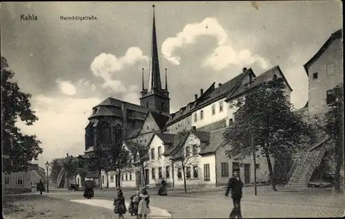 Ak Kahla im Saale Holzland Kreis Thüringen, Helmbürgstraße, Kirche