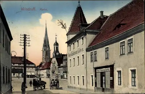 Ak Wilsdruff in Sachsen, Markt, Hotel Goldener Löwe, Geschäft Paul Kumpisch