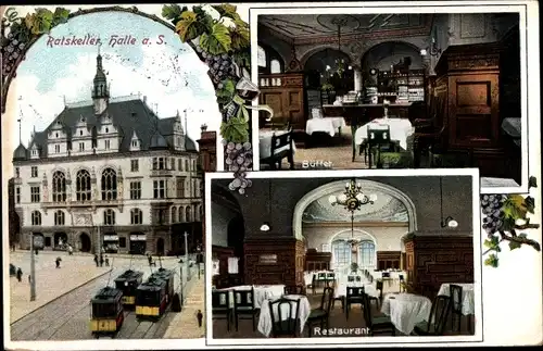 Ak Halle an der Saale, Ratskeller, Restaurant, Büffet, Inh. Hermann Kunze