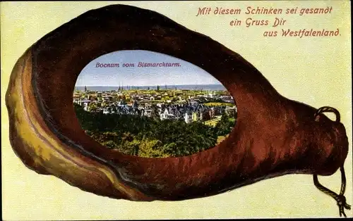 Schinken Passepartout Ak Bochum im Ruhrgebiet, Panorama vom Bismarckturm