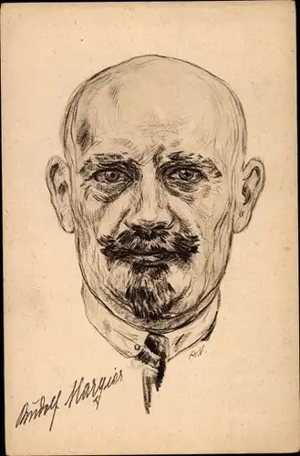 Künstler Ak Rudolf Margies, KPD Funktionär, Portrait