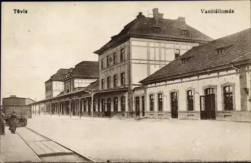 Ak Teiuș Tövis Rumänien, Gara, Vasutallomas, Bahnhof, Gleisseite