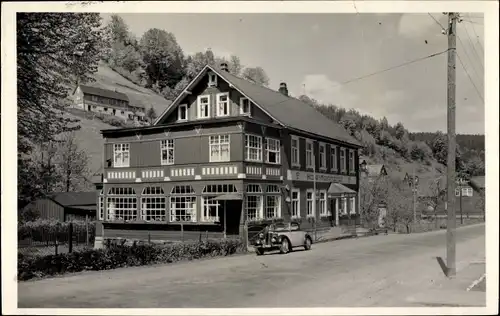 Foto Ak Katzhütte im Schwarzatal Thüringen, Hotel Martinshof, Auto