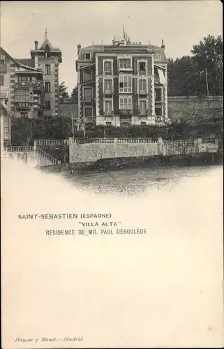 Ak Donostia San Sebastian Baskenland, Villa Alta, Residence De Mr. Paul Dèroulède