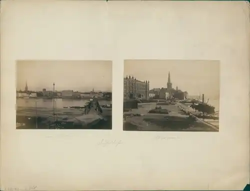 Foto Düsseldorf am Rhein, um 1880, Akademie, Rheinpartie