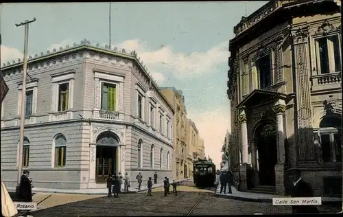 Ak Rosario Argentinien, Calle San Martin, Straßenbahn