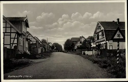 Ak Rothesütte Ellrich Harz Thüringen, Straßenpartie im Ort