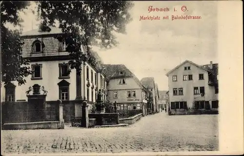 Ak Erbach im Odenwald Hessen, Marktplatz, Bahnhofstraße