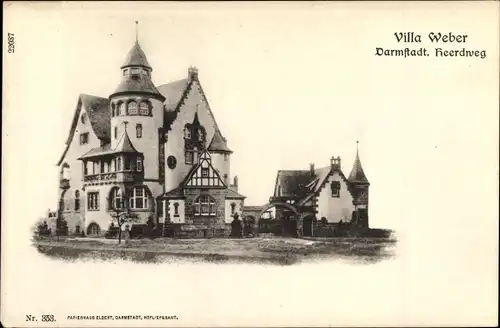 Ak Darmstadt in Hessen, Villa Weber, Heerdweg