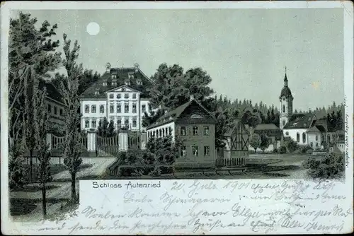 Mondschein Litho Autenried Ichenhausen in Bayern, Schloss