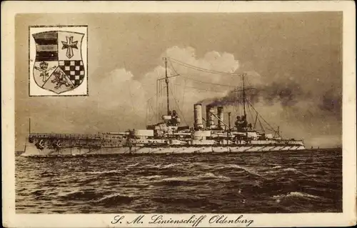 Ak Deutsches Kriegsschiff, SMS Oldenburg, Linienschiff
