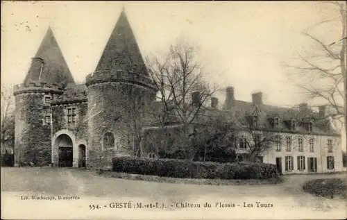 Ak Gesté Maine et Loire, Chateau du Plessis, les Tours