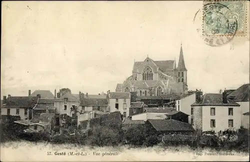 Ak Gesté Maine et Loire, Vue generale, Eglise