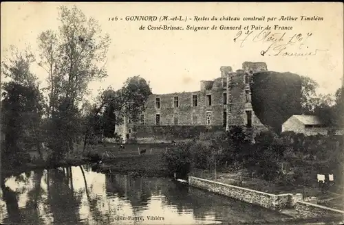 Ak Gonnord Maine-et-Loire, Restes du chateau construit par Arthur Timoléon de Cossé Brissac