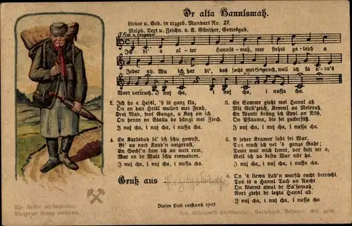 Lied Ak Günther, Anton, Erzgebirgische Mundart Nr. 27, Dr alta Hannlsmah