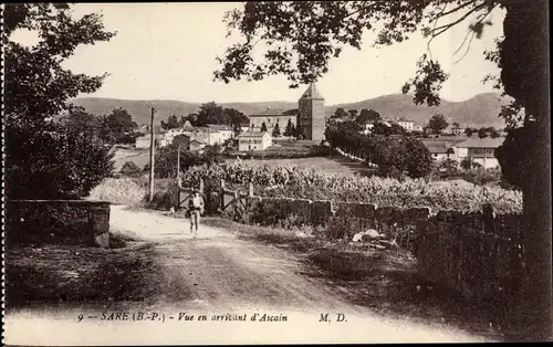 Ak Sare Pyrénées Atlantiques, Vue en arrivant d'Ascain