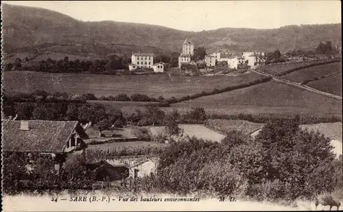 Ak Sare Pyrénées Atlantiques, Vue des bauteurs environnantes