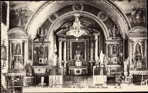 Ak Sare Pyrénées Atlantiques, Interieur de l'Eglise