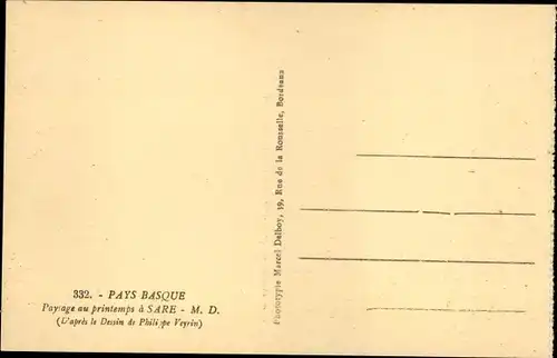 Künstler Ak Veyrin, P., Sare Pyrénées Atlantiques, Paysage au printemps a Sare