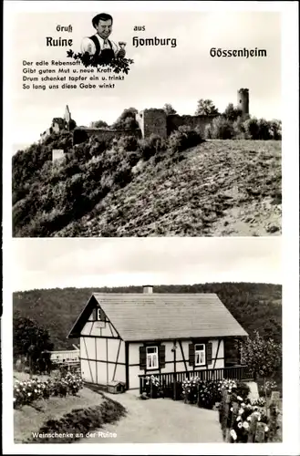 Ak Gössenheim in Unterfranken, Weinschenke an der Ruine Homburg, Besitzer Gmelch