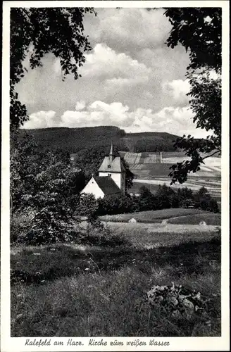 Ak Kalefeld Harz, Blick auf d. Kirche zum weißen Wasser