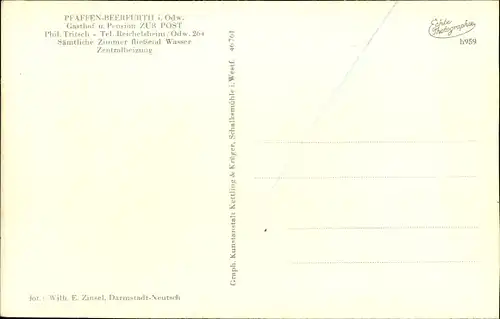 Ak Pfaffen Beerfurth Reichelsheim im Odenwald, Gasthof zur Post, P. Tritsch