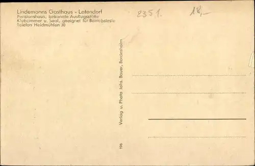 Ak Latendorf in Schleswig Holstein, Lindemanns Gasthaus