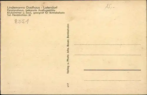 Ak Latendorf in Holstein, Segeberger Heide, Lindemanns Gasthaus