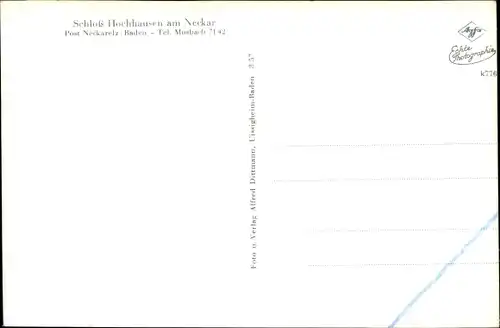 Wappen Ak Neckarelz Mosbach am Odenwald, Schloss Hochhausen