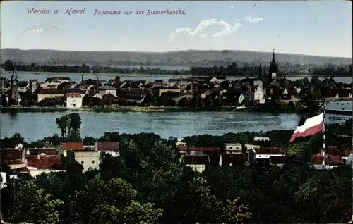 Ak Werder an der Havel, Panorama von der Bismarkhöhe
