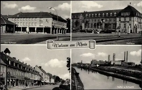 Ak Walsum Duisburg im Ruhrgebiet, Rathaus, Am Schwan, Hafen und Schacht