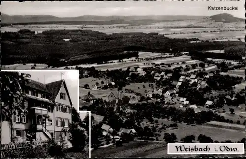Ak Weisbach Waldbrunn im Odenwald, Panorama, Gasthof und Pension Jägerheim