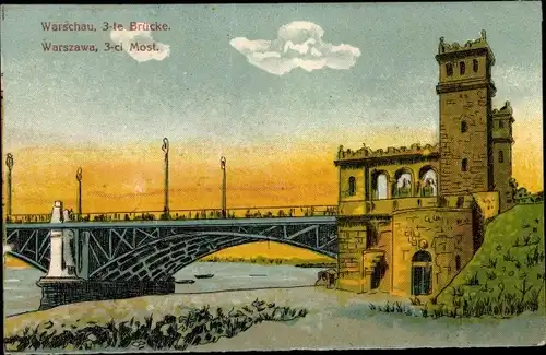 Ak Warszawa Warschau Polen, Trzeci Most, Dritte Brücke