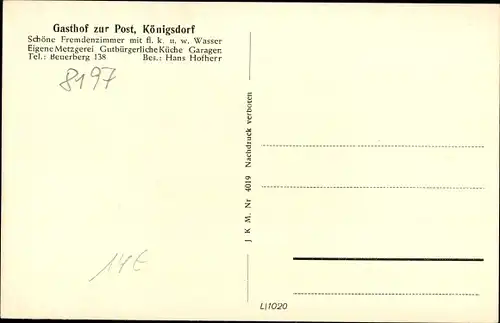Künstler Ak Königsdorf in Oberbayerrn, Blick auf den Ort, Gasthof zur Post