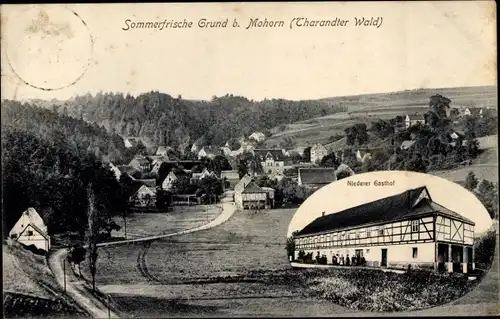 Ak Grund Mohorn Wilsdruff Sachsen, Blick auf den Ort, Niederer Gasthof